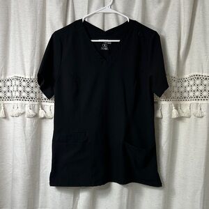 Black V-Neck Short Sleeve Medical Scrub Top